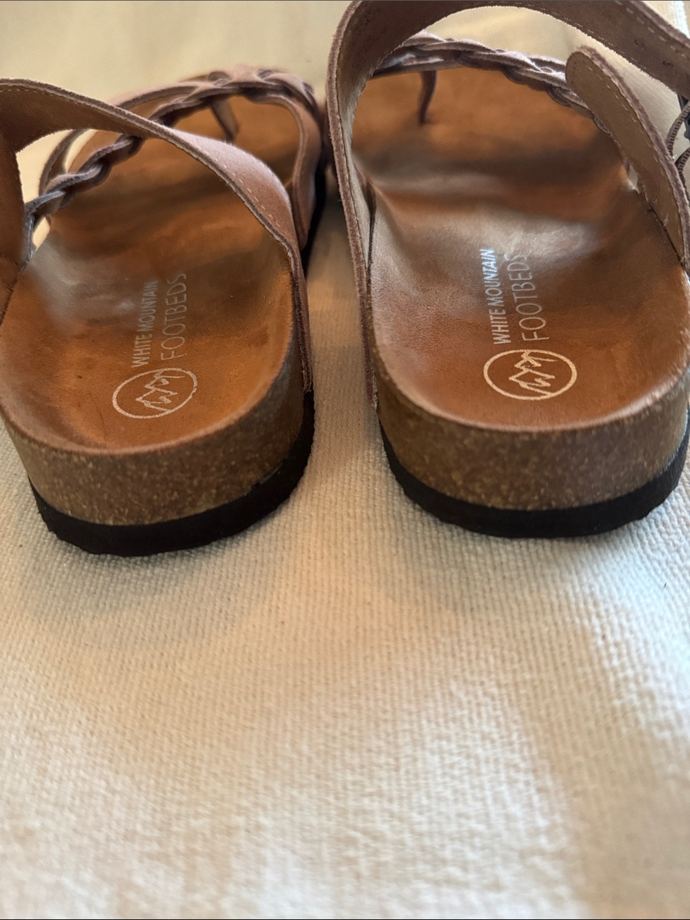 White Mountain Footbeds Hazy Braided Strappy Sandals in Mauve - Sz8 - Like New - Picture 9 of 10